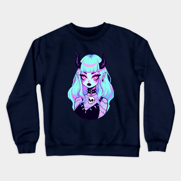 Cute Demon Girl Crewneck Sweatshirt by DarkSideRunners